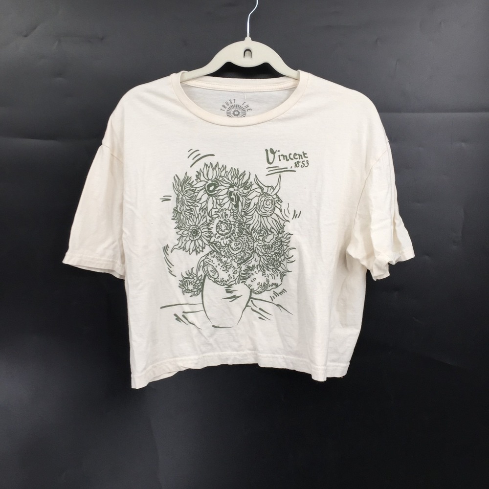 Trust The Universe white cropped graphic tee Vincent van Gogh granola girl top L